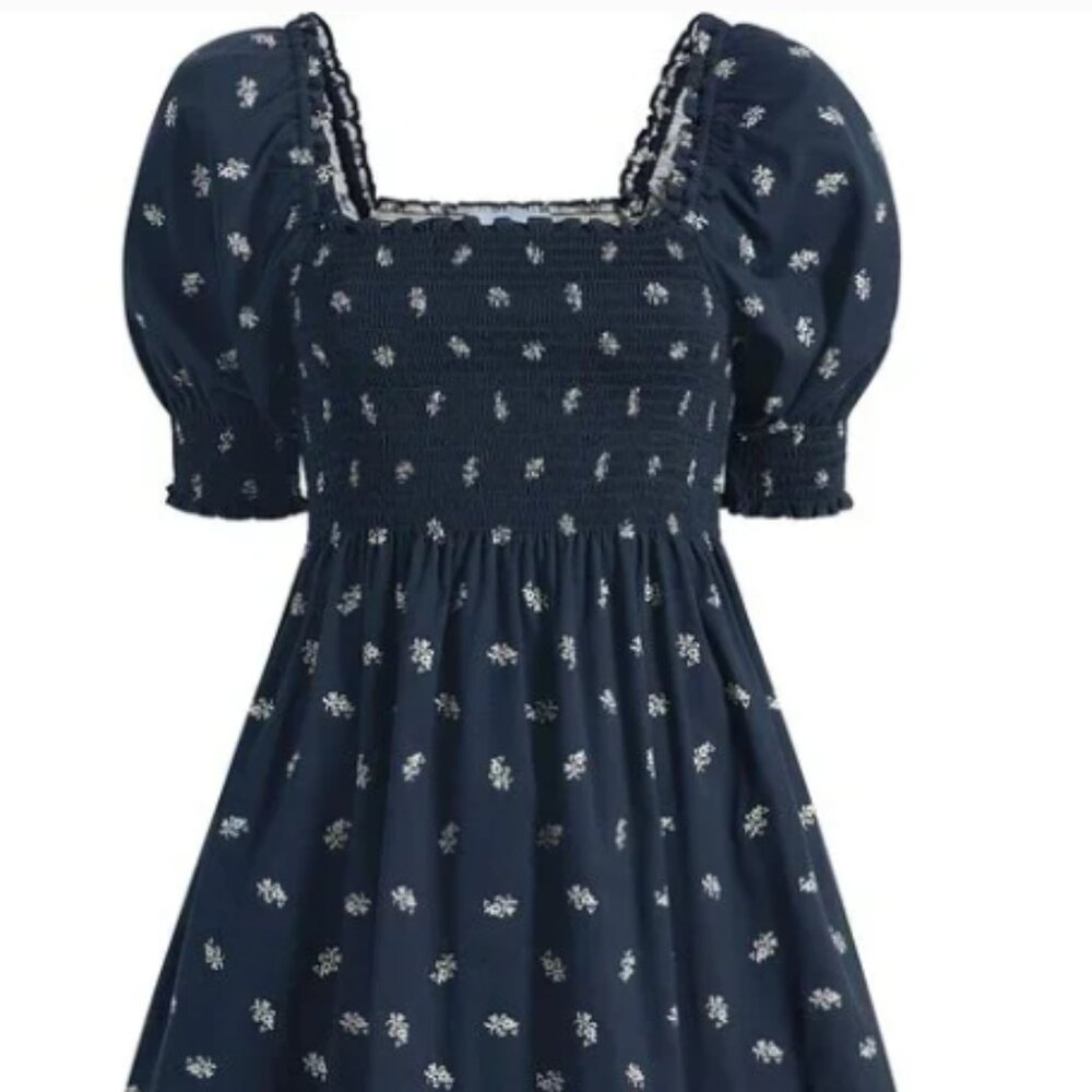 The Athena Nap Dress - Navy Autumn Paisley | Small